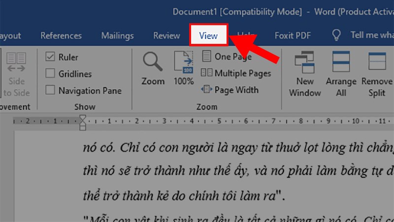 Ở file Word đang được cố định  Chọn thẻ View